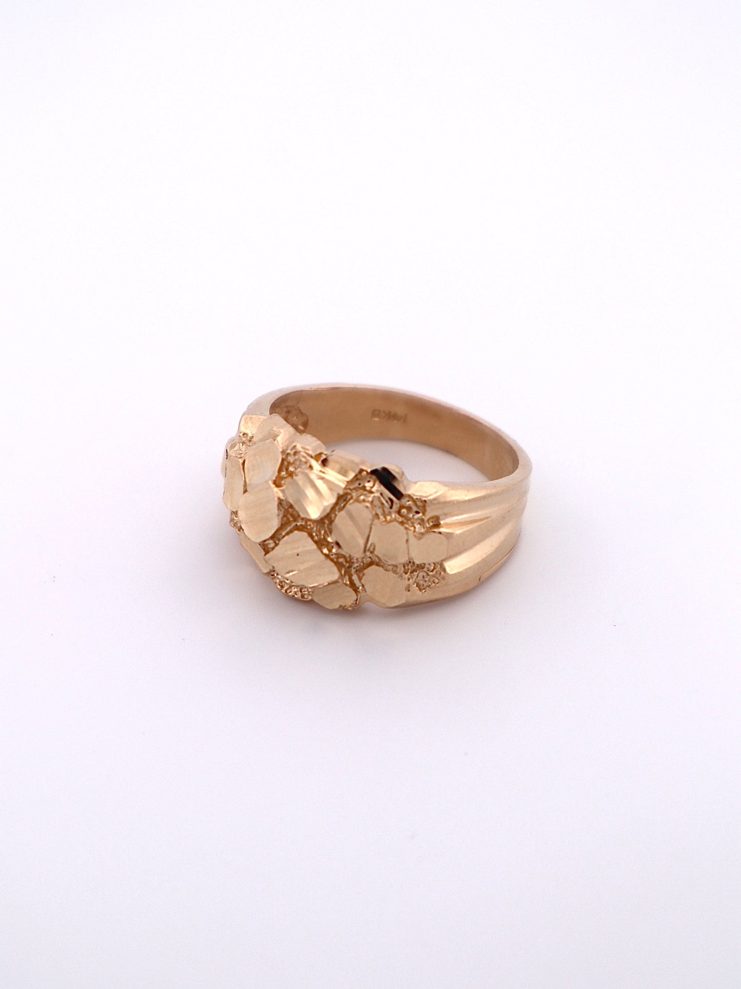 14k Gold Nugget Ring 12mm