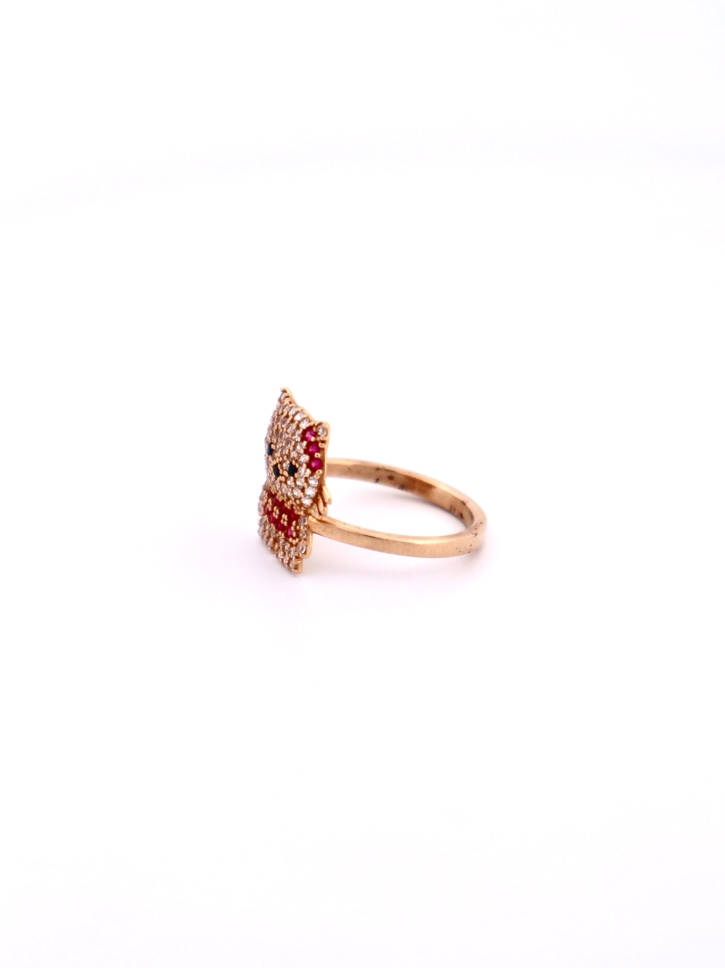 14k Gold Hello Kitty Cz Ring