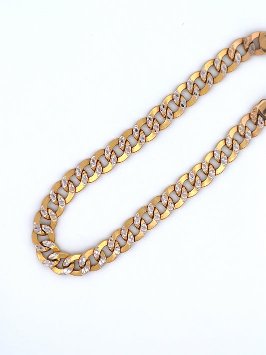 14k Gold Diamond Cut Curb Bracelet 7mm