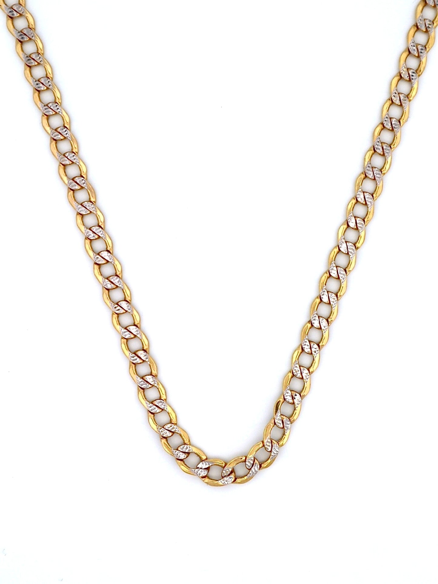 14k Gold Diamond Cut Curb Chain - Hollow