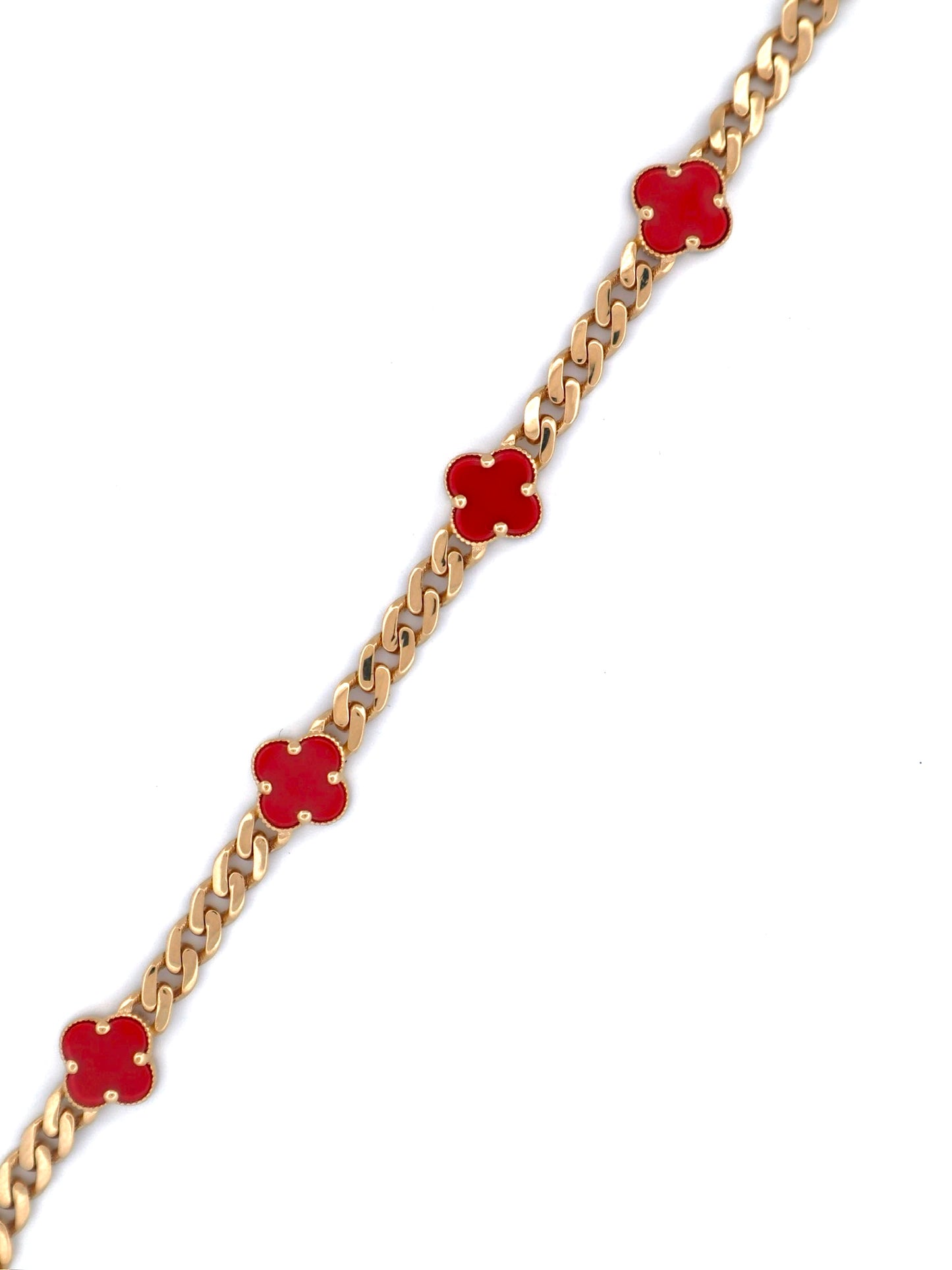 14k Gold Clover Cuban Bracelet