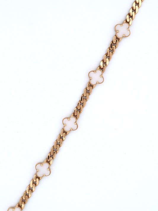 14k Gold Clover Cuban Bracelet