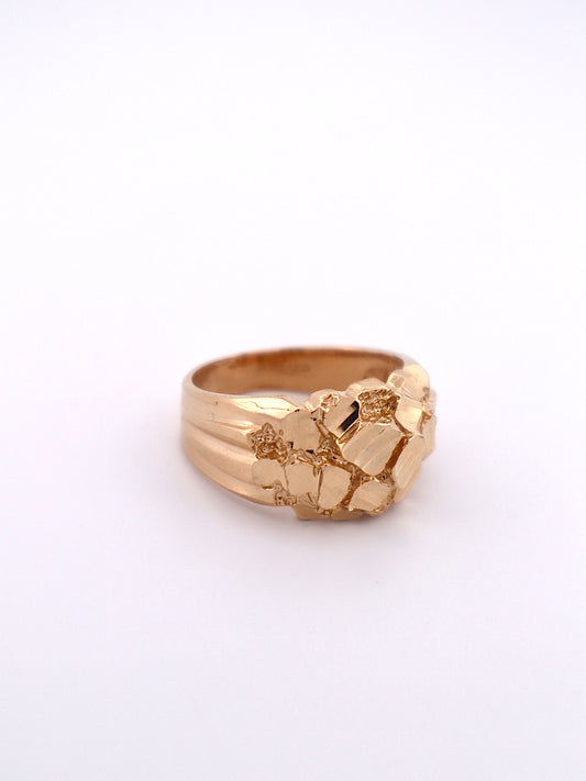 14k Gold Nugget Ring 12mm