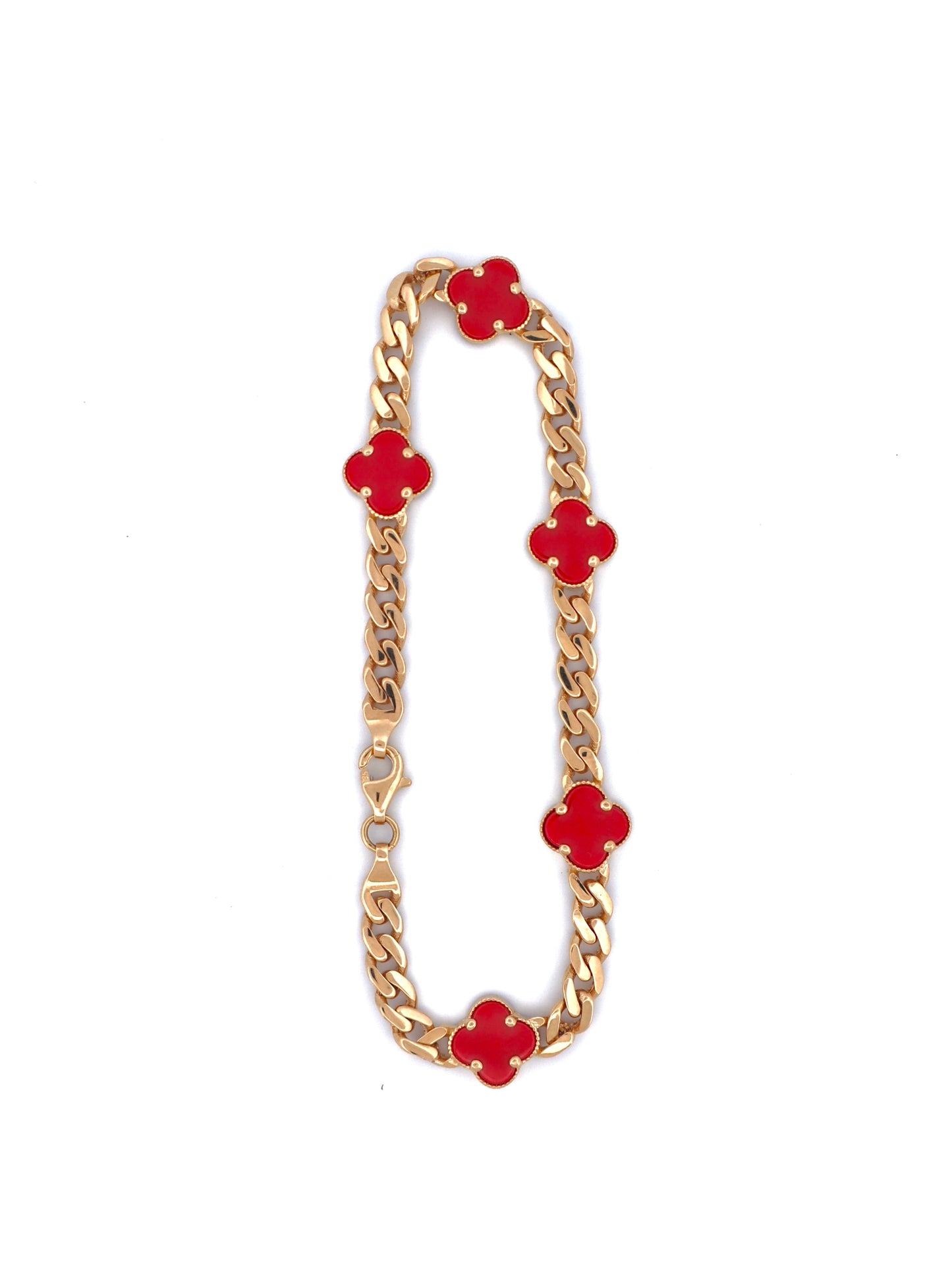 14k Gold Clover Cuban Bracelet