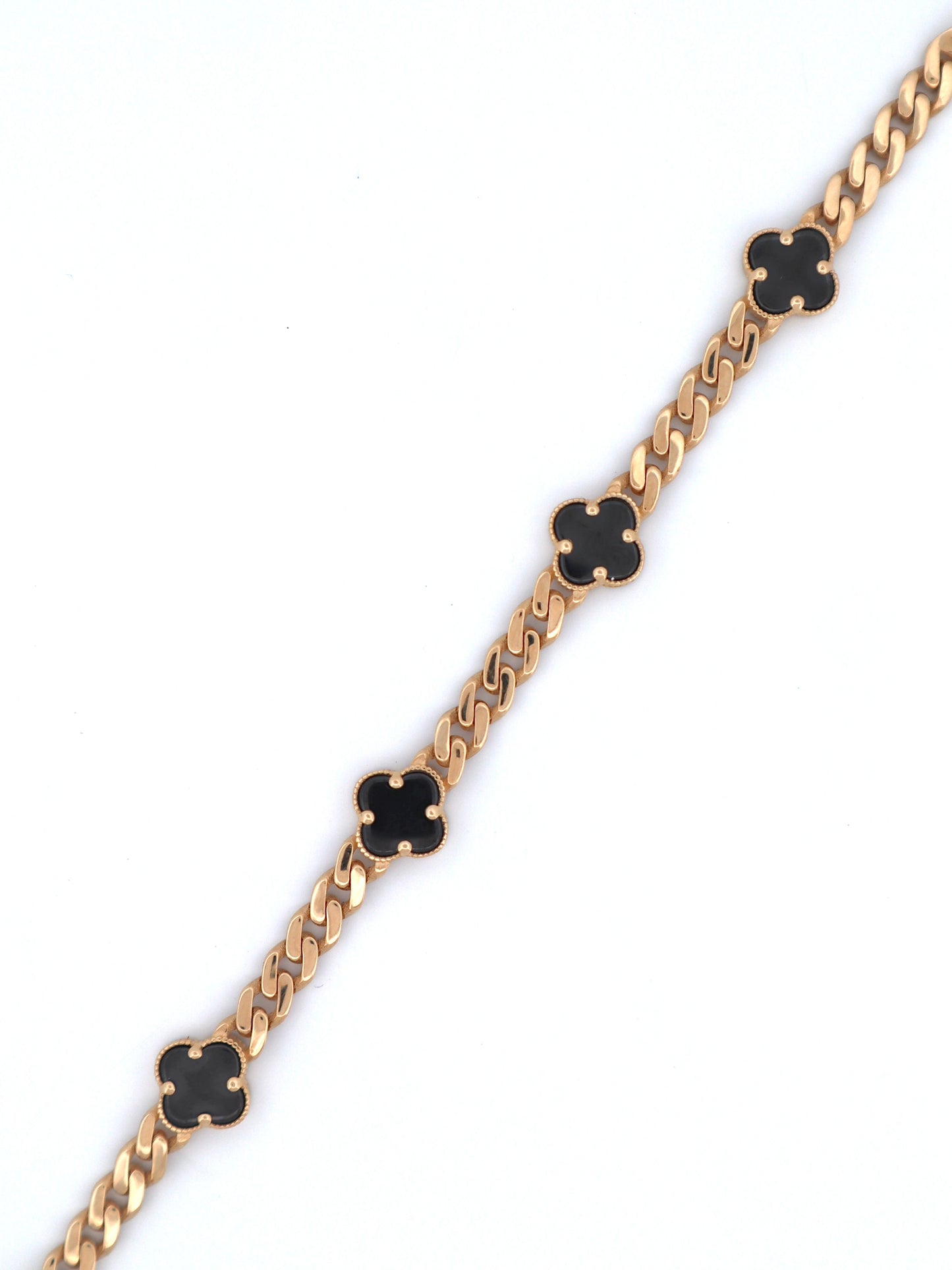 14k Gold Clover Cuban Bracelet