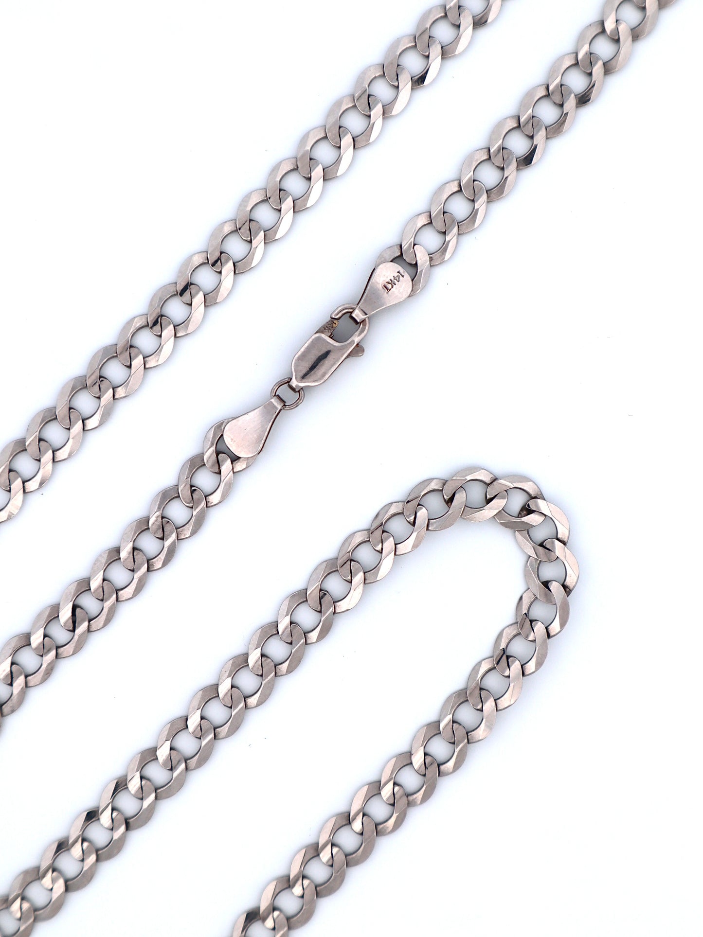 Solid 14k White Gold Curb Chain