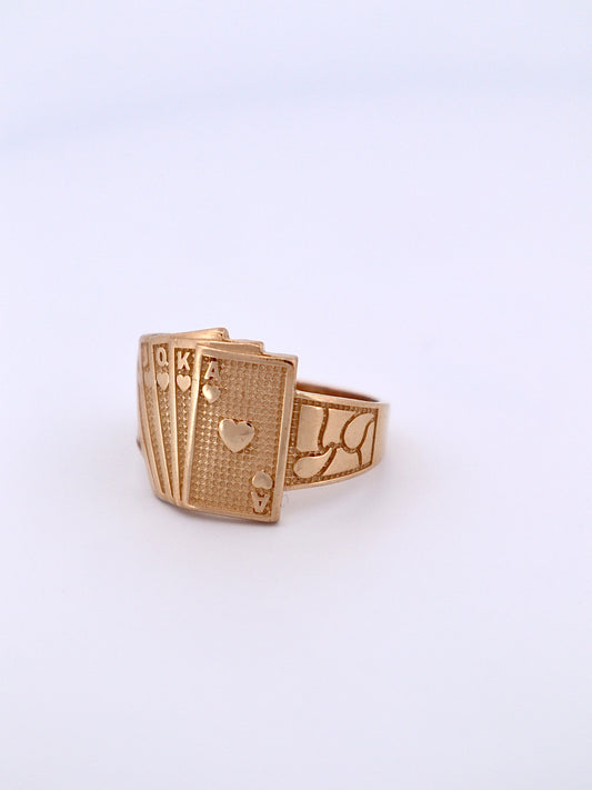 14k Gold Royal Flush Poker Nugget Ring