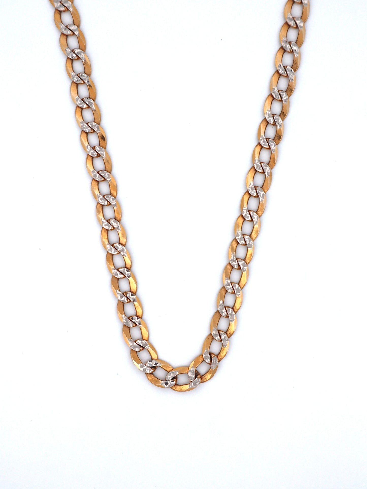 Solid 14k Gold Diamond Cut Curb Chain