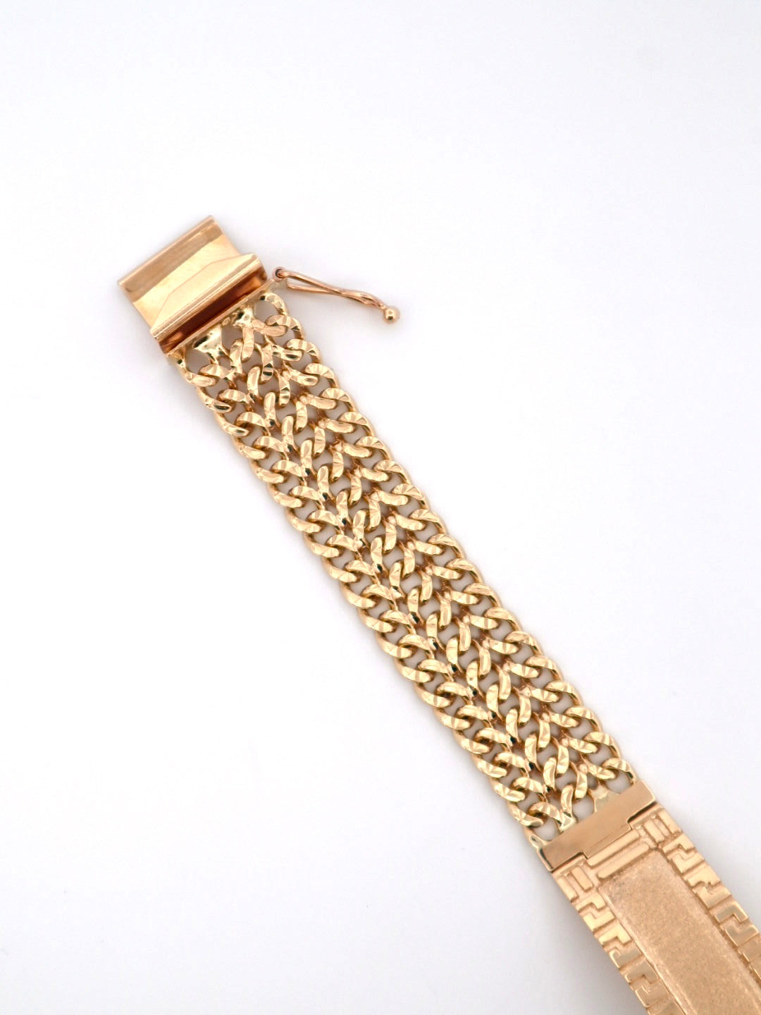 14k Gold 3 line Cuban Id Link Bracelet