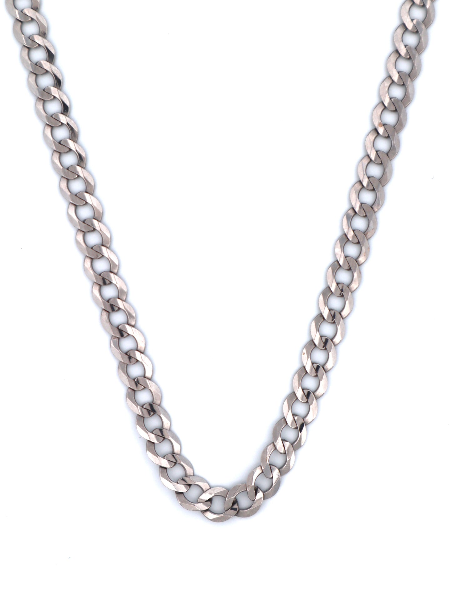 Solid 14k White Gold Curb Chain
