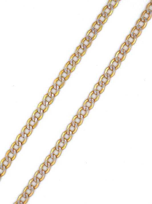14k Gold Diamond Cut Curb Chain - Hollow