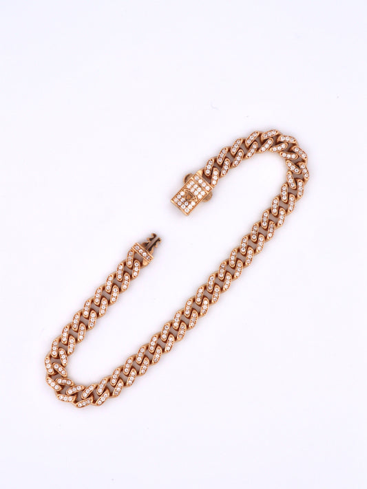 14k Gold Cz Miami Cuban Link Bracelet 6mm