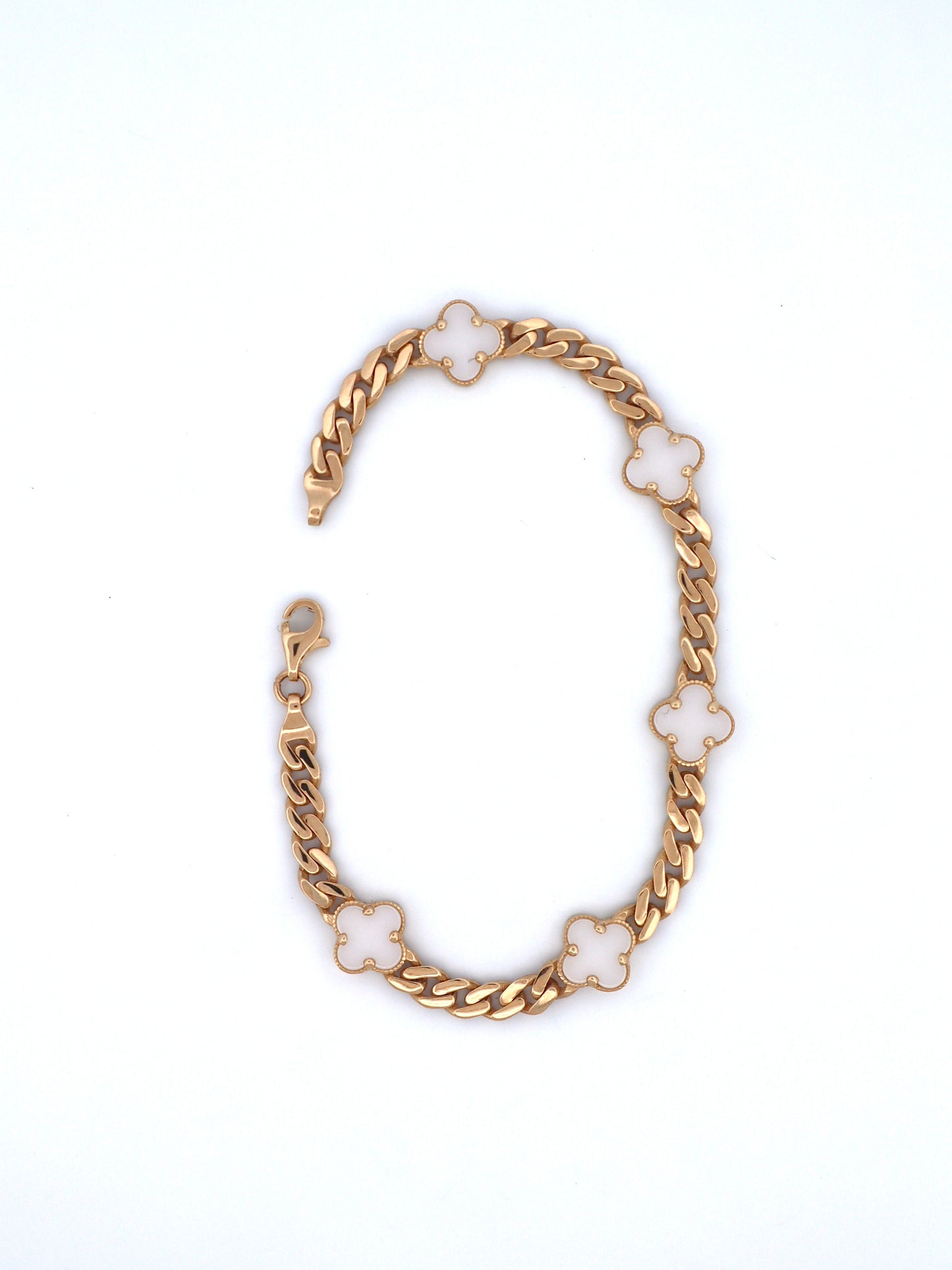 14k Gold Clover Cuban Bracelet