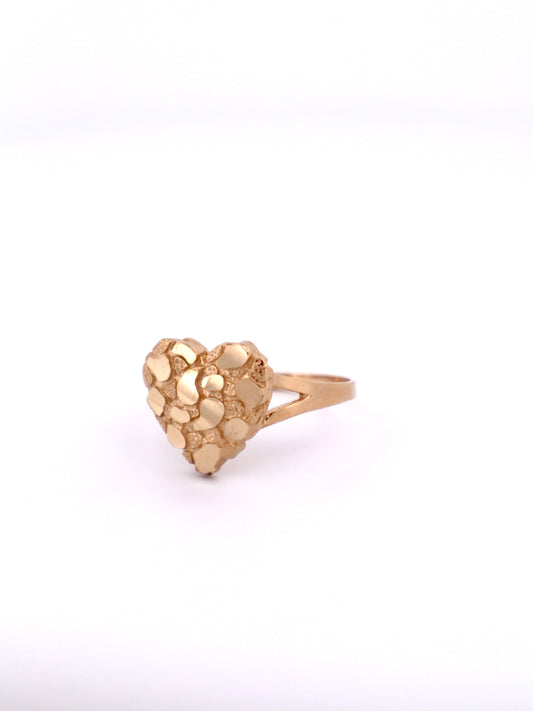 14k Gold Heart Nugget Ring