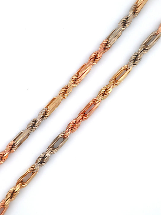 14k Gold Milano Chain Tri Color