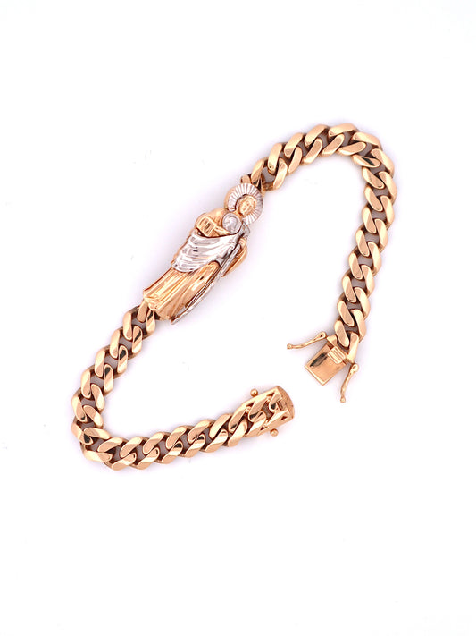 14k Gold San Judas Cuban Bracelet
