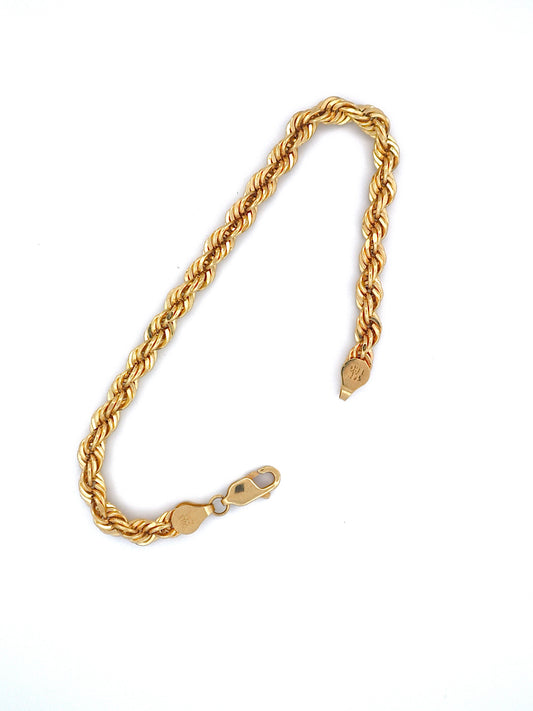 Solid 14k Gold Rope Bracelet