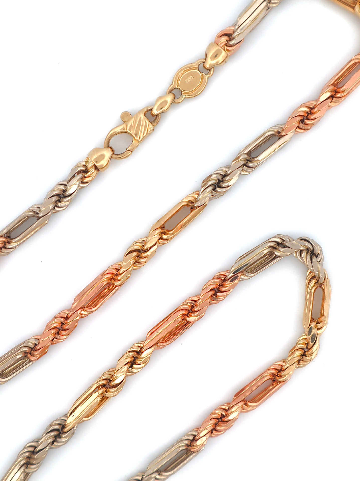 14k Gold Milano Chain Tri Color