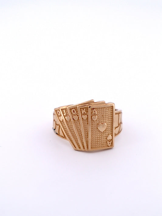 14k Gold Royal Flush Poker Nugget Ring