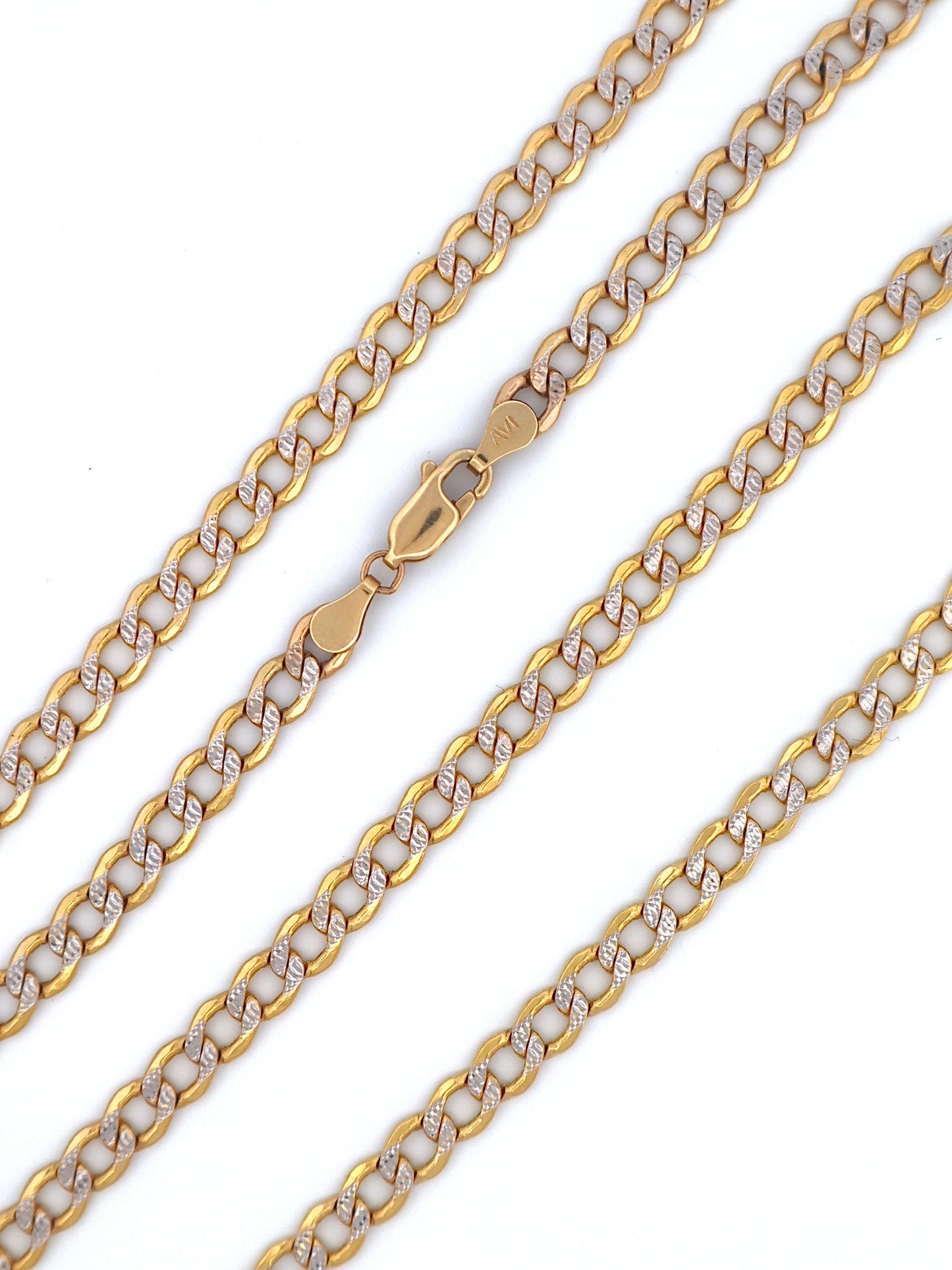 14k Gold Diamond Cut Curb Chain - Hollow
