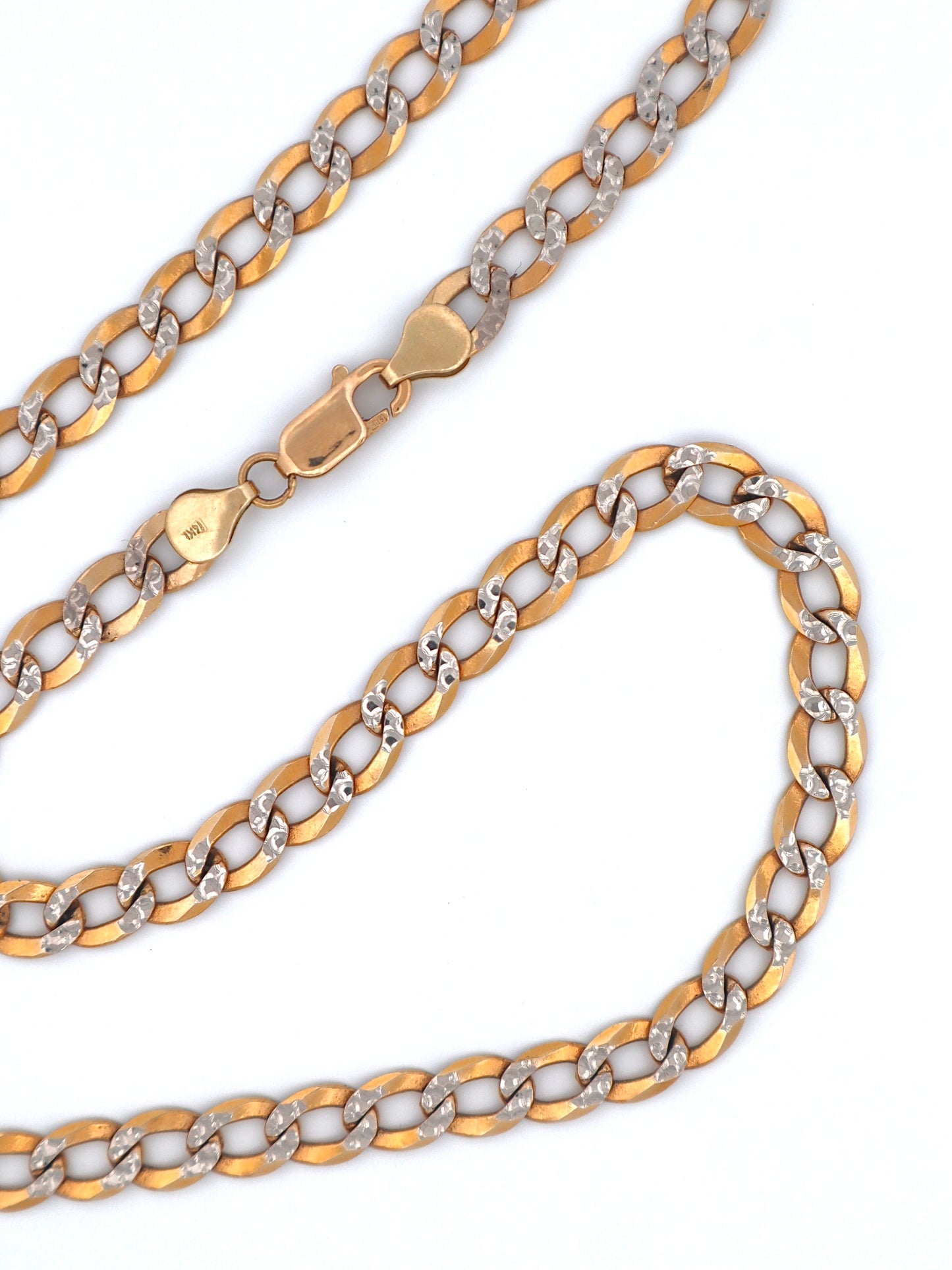 Solid 14k Gold Diamond Cut Curb Chain