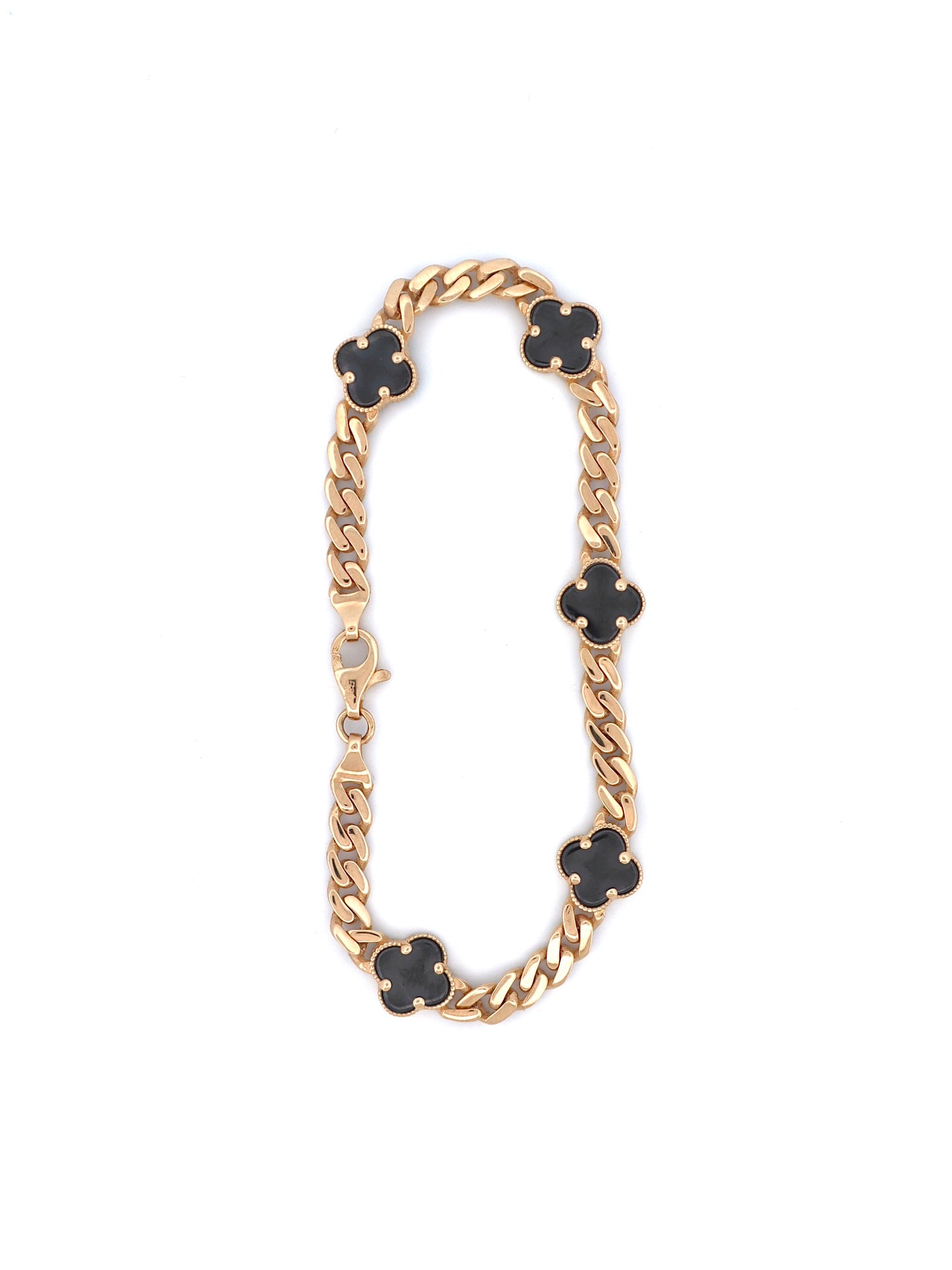 14k Gold Clover Cuban Bracelet