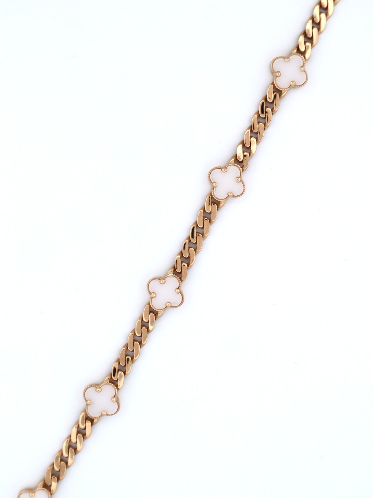 14k Gold Clover Cuban Bracelet