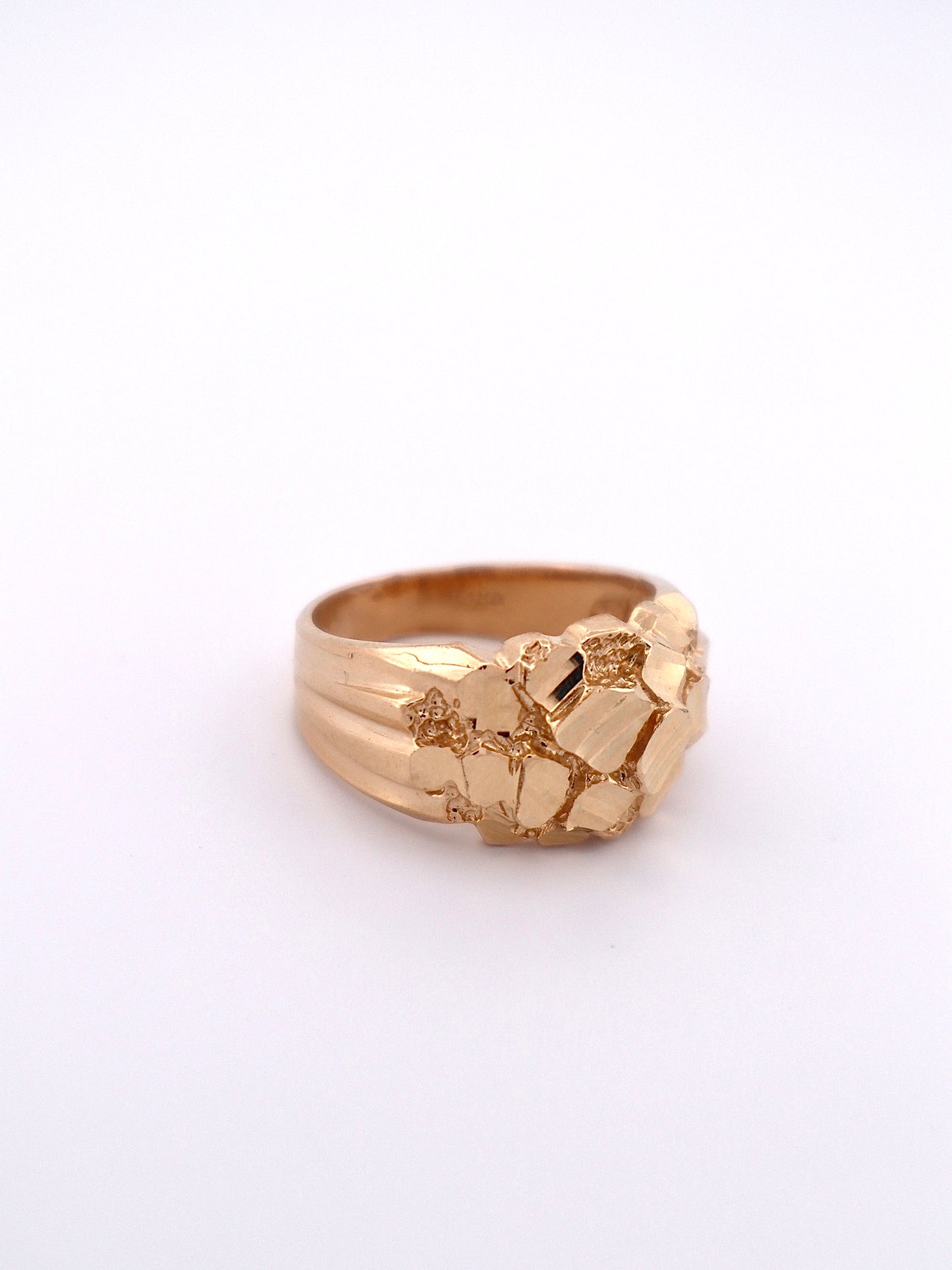 14k Gold Nugget Ring 12mm