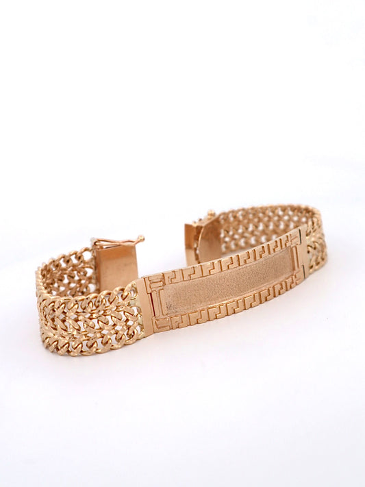 14k Gold 3 line Cuban Id Link Bracelet