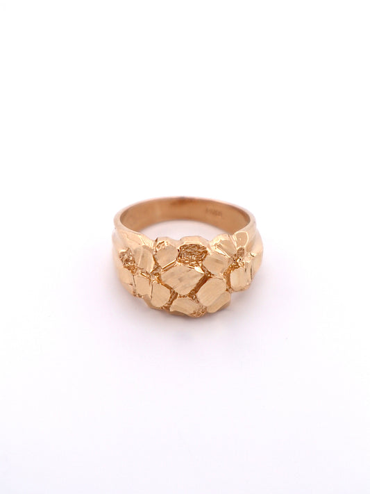 14k Gold Nugget Ring 12mm