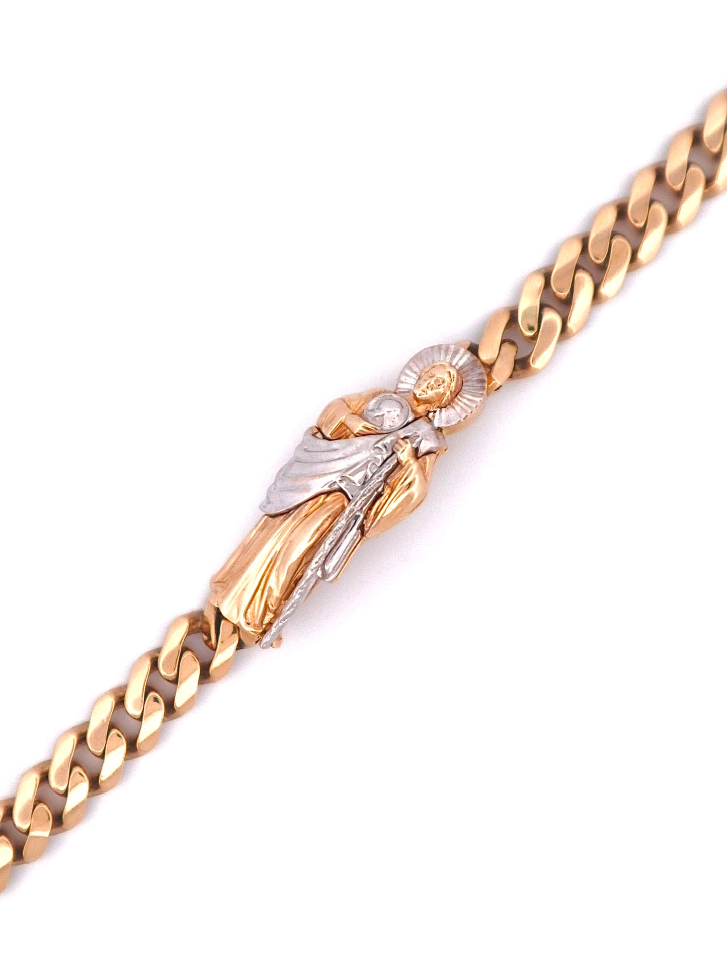 14k Gold San Judas Cuban Bracelet