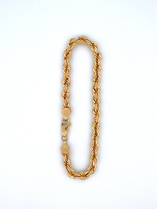 Solid 14k Gold Rope Bracelet